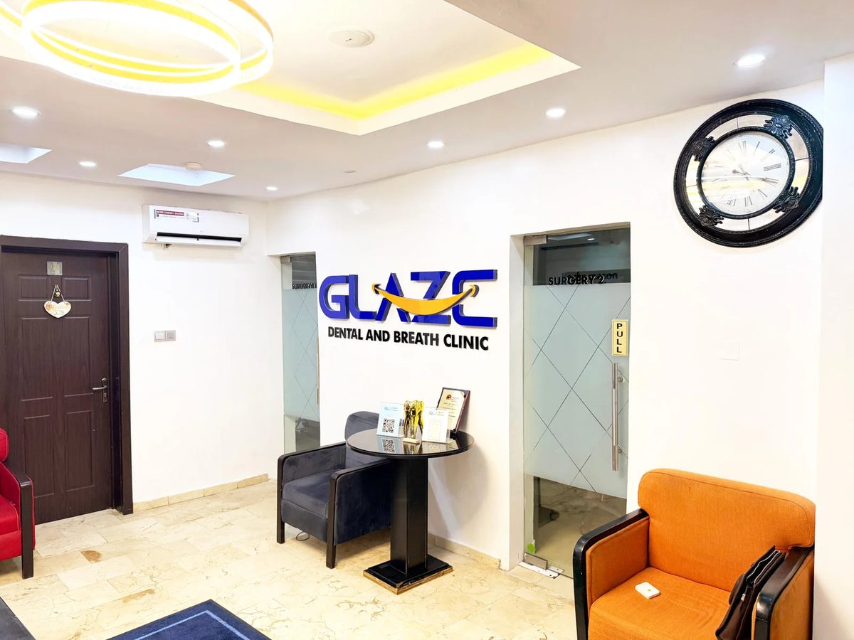 The Glaze reception and waiting area in Lekki Phase 1